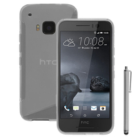 HTC One S9: Accessoire Housse Etui Pochette Coque Silicone Gel motif S Line + Stylet - TRANSPARENT