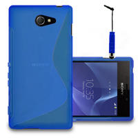 Sony Xperia M2/ M2 Dual D2303 D2305 D2306: Accessoire Housse Etui Pochette Coque S silicone gel + mini Stylet - BLEU