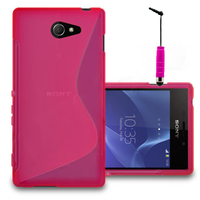 Sony Xperia M2/ M2 Dual D2303 D2305 D2306: Accessoire Housse Etui Pochette Coque S silicone gel + mini Stylet - ROSE