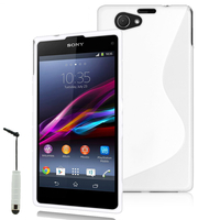 Sony Xperia Z1 Compact D5503: Accessoire Housse Etui Pochette Coque S silicone gel + mini Stylet - BLANC