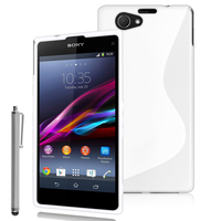 Sony Xperia Z1 Compact D5503: Accessoire Housse Etui Pochette Coque S silicone gel + Stylet - BLANC