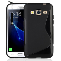 Samsung Galaxy J3 Pro: Accessoire Housse Etui Pochette Coque Silicone Gel motif S Line + mini Stylet - NOIR