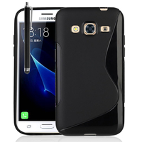 Samsung Galaxy J3 Pro: Accessoire Housse Etui Pochette Coque Silicone Gel motif S Line + Stylet - NOIR