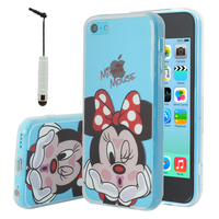 Apple iPhone 5C: Coque Housse silicone TPU Transparente Ultra-Fine Dessin animé jolie + mini Stylet - Minnie Mouse