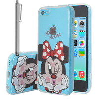Apple iPhone 5C: Coque Housse silicone TPU Transparente Ultra-Fine Dessin animé jolie + Stylet - Minnie Mouse