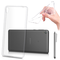 Sony Xperia E5: Accessoire Housse Etui Coque gel UltraSlim et Ajustement parfait + Stylet - TRANSPARENT