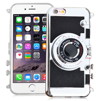 Apple iPhone 6 Plus/ 6s Plus: Coque Silicone TPU motif appreil photo élégant camera case, support vidéo + mirroir - NOIR