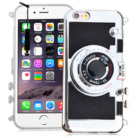 Apple iPhone 6 Plus/ 6s Plus: Coque Silicone TPU motif appreil photo élégant camera case, support vidéo + mirroir + mini Stylet - NOIR