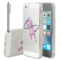 Apple iPhone 5/ 5S/ SE: Coque Housse silicone TPU Transparente Ultra-Fine Dessin animé jolie + Stylet - Mew