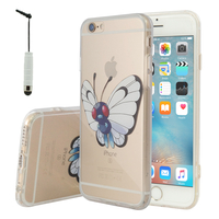 Apple iPhone 6/ 6s: Coque Housse silicone TPU Transparente Ultra-Fine Dessin animé jolie + mini Stylet - Butterfree