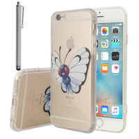 Apple iPhone 6/ 6s: Coque Housse silicone TPU Transparente Ultra-Fine Dessin animé jolie + Stylet - Butterfree