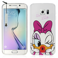 Samsung Galaxy S6 edge SM-G925/ S6 edge (CDMA)/ G925F/ G925T/ G9250/ G925A/ G925FQ/ G925L/ G925P: Coque Housse silicone TPU Transparente Ultra-Fine Dessin animé jolie + mini Stylet - Daisy Duck