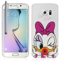 Samsung Galaxy S6 edge SM-G925/ S6 edge (CDMA)/ G925F/ G925T/ G9250/ G925A/ G925FQ/ G925L/ G925P/ G925R: Coque Housse silicone TPU Transparente Ultra-Fine Dessin animé jolie + Stylet - Daisy Duck