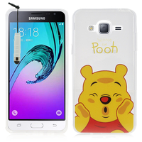 Samsung Galaxy J3 (2016) J320F/ J320P/ J3109/ J320M/ J320Y/ Duos: Coque Housse silicone TPU Transparente Ultra-Fine Dessin animé jolie + mini Stylet - Winnie the Pooh