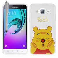 Samsung Galaxy J3 (2016) J320F/ J320P/ J3109/ J320M/ J320Y/ Duos: Coque Housse silicone TPU Transparente Ultra-Fine Dessin animé jolie + Stylet - Winnie the Pooh