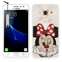 Samsung Galaxy J3 Pro: Coque Housse silicone TPU Transparente Ultra-Fine Dessin animé jolie + mini Stylet - Minnie Mouse