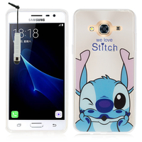 Samsung Galaxy J3 Pro: Coque Housse silicone TPU Transparente Ultra-Fine Dessin animé jolie + mini Stylet - Stitch