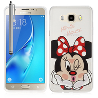 Samsung Galaxy J5 (2016) J510FN/ J510F/ J510G/ J510Y/ J510M/ J5 Duos (2016): Coque Housse silicone TPU Transparente Ultra-Fine Dessin animé jolie + Stylet - Minnie Mouse