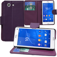 Sony Xperia Z3 Compact D5803 D5833: Accessoire Etui portefeuille Livre Housse Coque Pochette support vidéo cuir PU - VIOLET