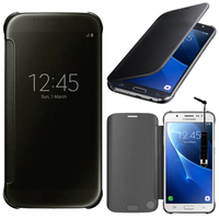Samsung Galaxy J7 (2016) J710F/ Duos/ J710FN/ J710M/ J710H: Coque Silicone gel rigide Livre rabat + mini Stylet - NOIR