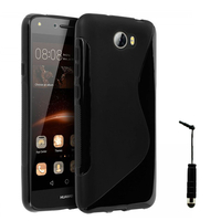 Huawei Y5II/ Y5 2/ Honor 5/ Honor Play 5/ Honor 5 Play: Accessoire Housse Etui Pochette Coque Silicone Gel motif S Line + mini Stylet - NOIR