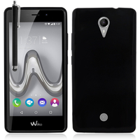 Wiko Tommy: Housse Coque TPU Silicone Gel Souple Translucide Ultra Fine + Stylet - NOIR
