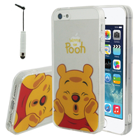 Apple iPhone 5/ 5S/ SE: Coque Housse silicone TPU Transparente Ultra-Fine Dessin animé jolie + mini Stylet - Winnie the Pooh