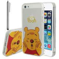 Apple iPhone 5/ 5S/ SE: Coque Housse silicone TPU Transparente Ultra-Fine Dessin animé jolie + Stylet - Winnie the Pooh