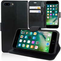 Apple iPhone 7 Plus 5.5" (non compatible iPhone 7 4.7''): Accessoire Etui portefeuille Livre Housse Coque Pochette support vidéo cuir PU - NOIR