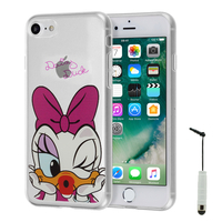 Apple iPhone 7 4.7" (non compatible iPhone 7 Plus 5.5''): Coque Housse silicone TPU Transparente Ultra-Fine Dessin animé jolie + mini Stylet - Daisy Duck