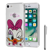 Apple iPhone 7 4.7" (non compatible iPhone 7 Plus 5.5''): Coque Housse silicone TPU Transparente Ultra-Fine Dessin animé jolie + Stylet - Daisy Duck