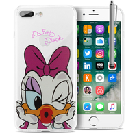 Apple iPhone 7 Plus 5.5" (non compatible iPhone 7 4.7''): Coque Housse silicone TPU Transparente Ultra-Fine Dessin animé jolie + Stylet - Daisy Duck