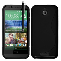 HTC Desire 510: Accessoire Housse Etui Pochette Coque S silicone gel + Stylet - NOIR