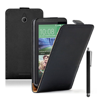 HTC Desire 510: Accessoire Housse coque etui cuir fine slim + Stylet - NOIR