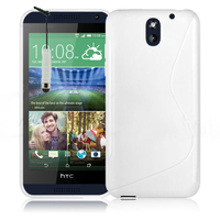 HTC Desire 610: Accessoire Housse Etui Pochette Coque S silicone gel + mini Stylet - BLANC