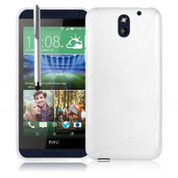 HTC Desire 610: Accessoire Housse Etui Pochette Coque S silicone gel + Stylet - BLANC