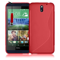 HTC Desire 610: Accessoire Housse Etui Pochette Coque S silicone gel + mini Stylet - ROUGE