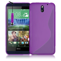 HTC Desire 610: Accessoire Housse Etui Pochette Coque S silicone gel + mini Stylet - VIOLET