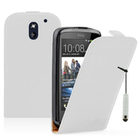 HTC Desire 610: Accessoire Housse coque etui cuir fine slim + mini Stylet - BLANC