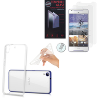 HTC Desire 628/ 628 dual sim: Etui Housse Pochette Accessoires Coque gel UltraSlim - TRANSPARENT + 2 Films de protection d'écran Verre Trempé