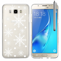 Samsung Galaxy J5 (2016) J510FN/ J510F/ J510G/ J510Y/ J510M/ J5 Duos (2016) (non compatible Galaxy J5 (2015)): Coque Housse silicone TPU Transparente Ultra-Fine Dessin animé jolie + Stylet - Neige