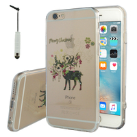 Apple iPhone 6/ 6s: Coque Housse silicone TPU Transparente Ultra-Fine Dessin animé jolie + mini Stylet - Cerf