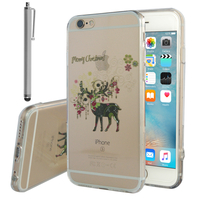 Apple iPhone 6/ 6s: Coque Housse silicone TPU Transparente Ultra-Fine Dessin animé jolie + Stylet - Cerf