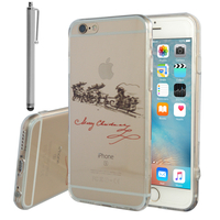 Apple iPhone 6/ 6s: Coque Housse silicone TPU Transparente Ultra-Fine Dessin animé jolie + Stylet - Reveillon de Noel