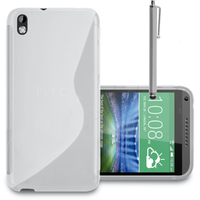 HTC Desire 816/ 816G Dual Sim: Accessoire Housse Etui Pochette Coque S silicone gel + Stylet - BLANC
