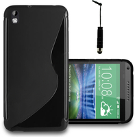 HTC Desire 816/ 816G Dual Sim: Accessoire Housse Etui Pochette Coque S silicone gel + mini Stylet - NOIR