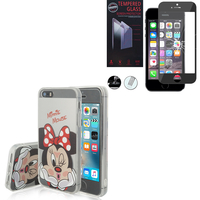 Apple iPhone 5/ 5S/ SE: Coque Housse silicone TPU Transparente Ultra-Fine Dessin animé jolie - Minnie Mouse + 1 Film de protection d'écran Verre Trempé