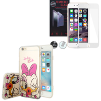 Apple iPhone 6/ 6s: Coque Housse silicone TPU Transparente Ultra-Fine Dessin animé jolie - Daisy Duck + 1 Film de protection d'écran Verre Trempé