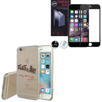 Apple iPhone 6/ 6s: Coque Housse silicone TPU Transparente Ultra-Fine Dessin animé jolie - Reveillon de Noel + 1 Film de protection d'écran Verre Trempé