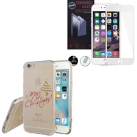 Apple iPhone 6/ 6s: Coque Housse silicone TPU Transparente Ultra-Fine Dessin animé jolie - Sapin de Noel + 1 Film de protection d'écran Verre Trempé